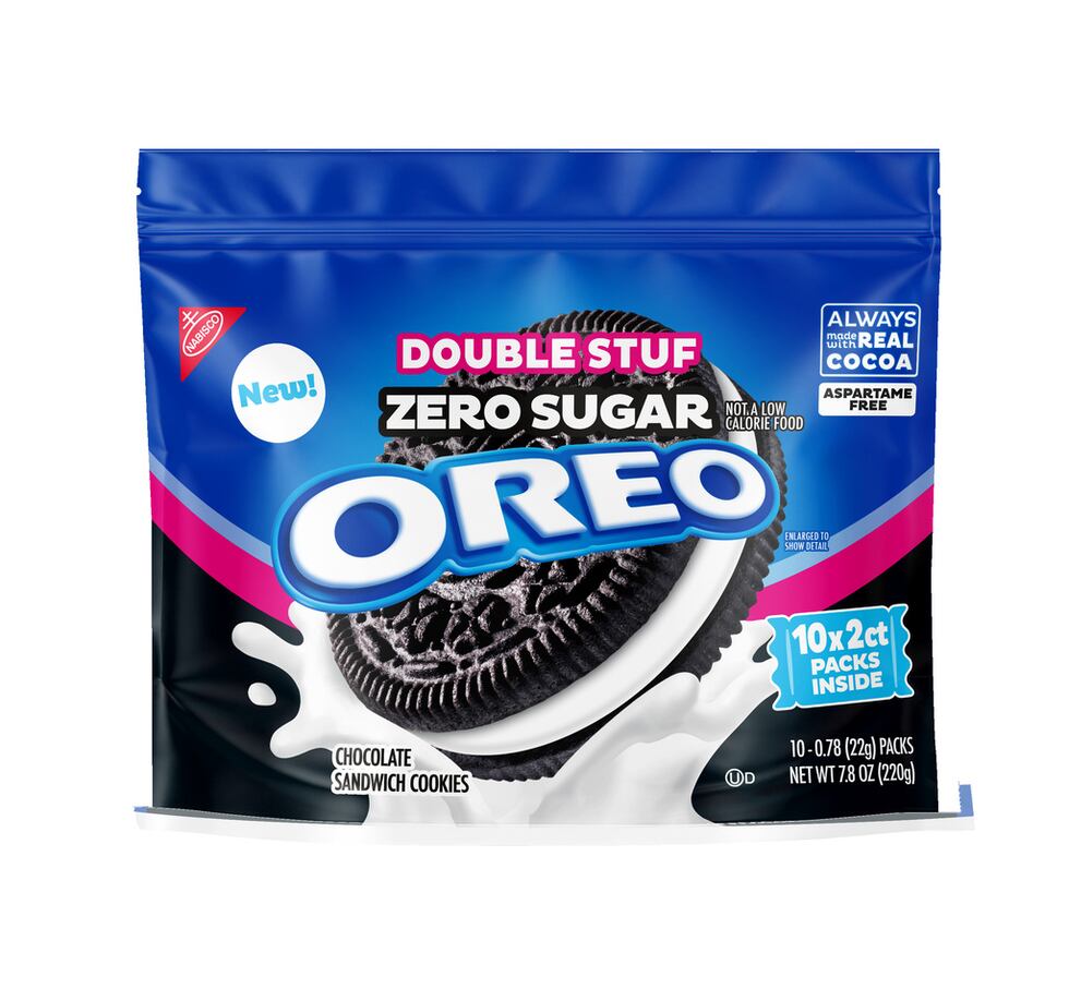 Esta imagen provista por Oreo muestra un empaque de galletas cero azúcar Oreo Zero Sugar...
