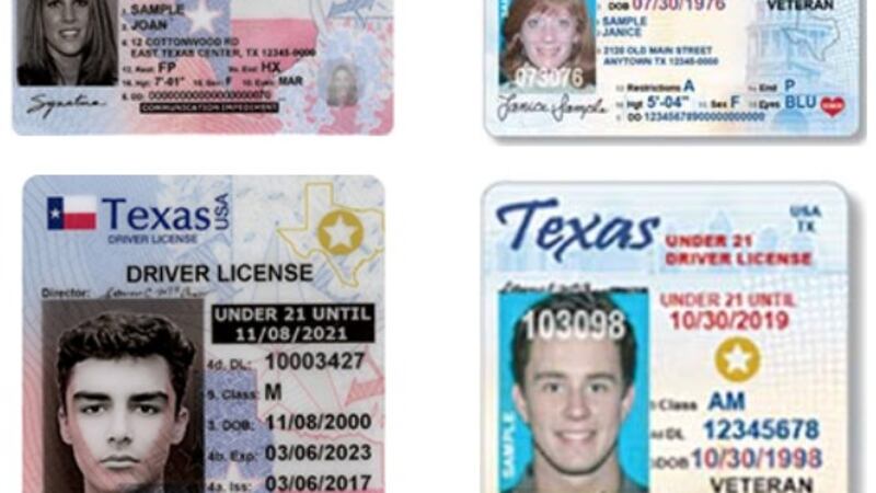 Las licencias de conducir de Texas que tienen un círculo dorado con una estrella blanca en la...